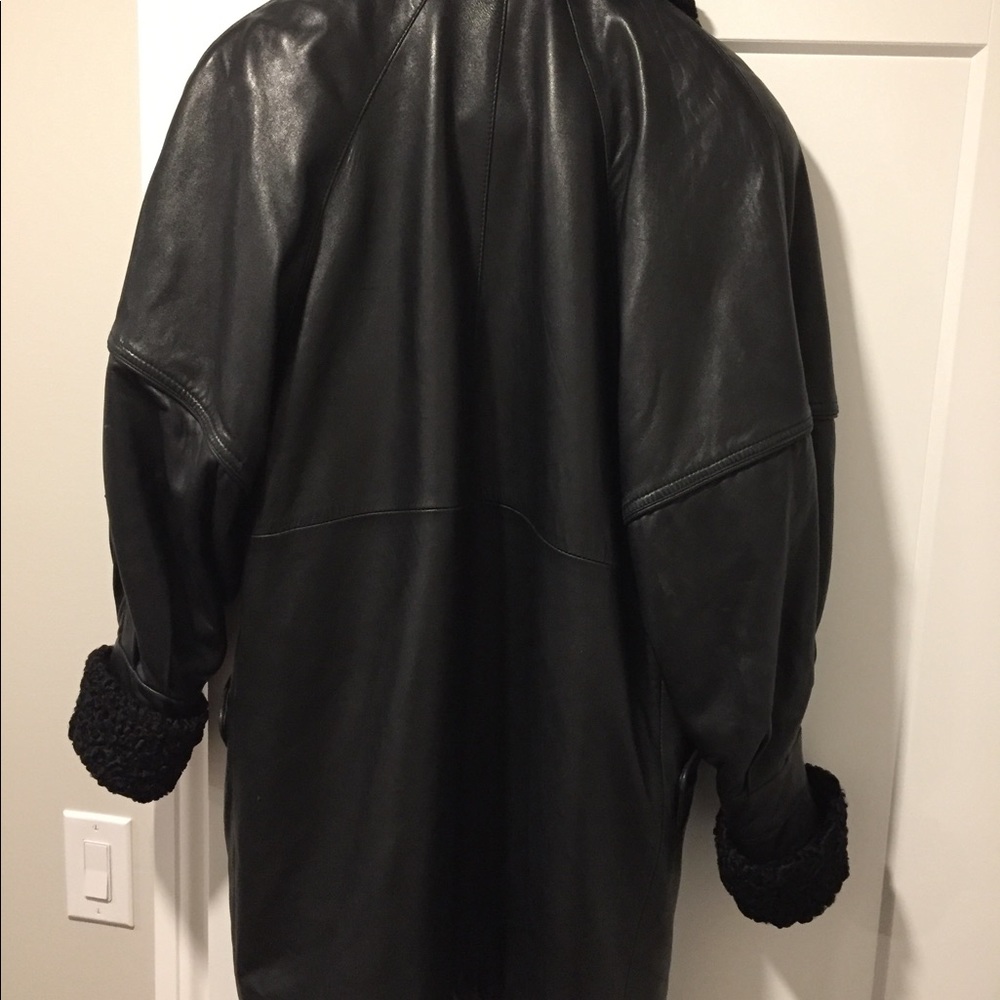 Christian Dior leather with rabbit interior coat